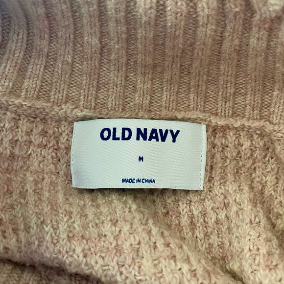 Old Navy Waffle Knit Cowl Neck Turtleneck, Split Hem Sweater, Soft Pink, Size M - Picture 5 of 7